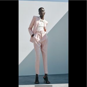 Zara 2 piece blazer and pants set plaid pink